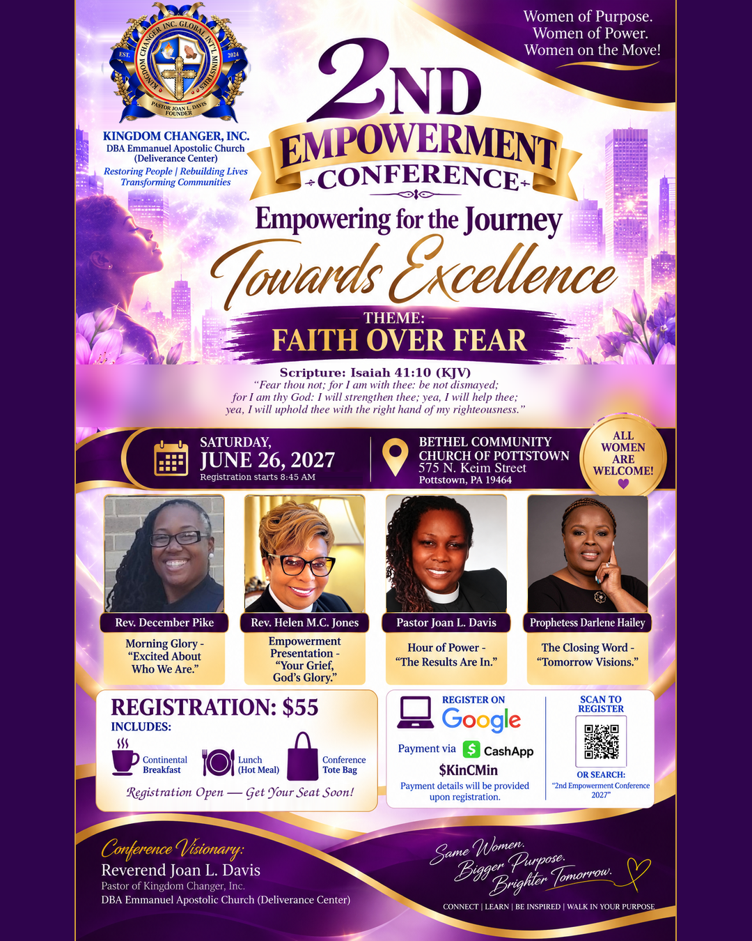 2nd Annual Empowerment Conference flyer — Faith Over Fear, June 26, 2027, Pottstown PA