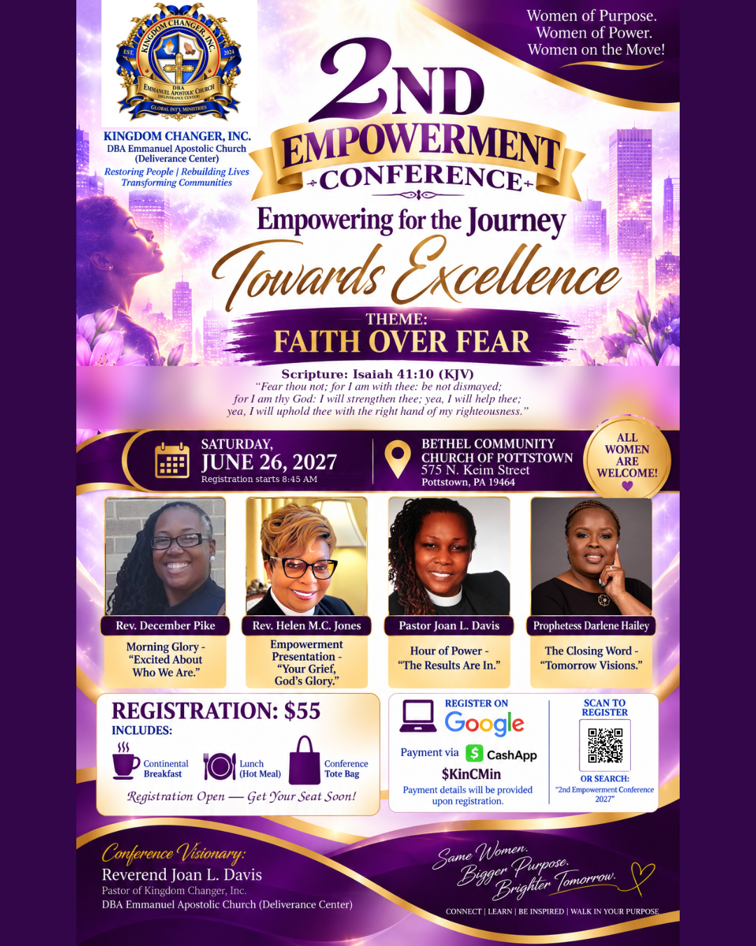 2nd Annual Empowerment Conference flyer — Faith Over Fear, June 26, 2027, Pottstown PA